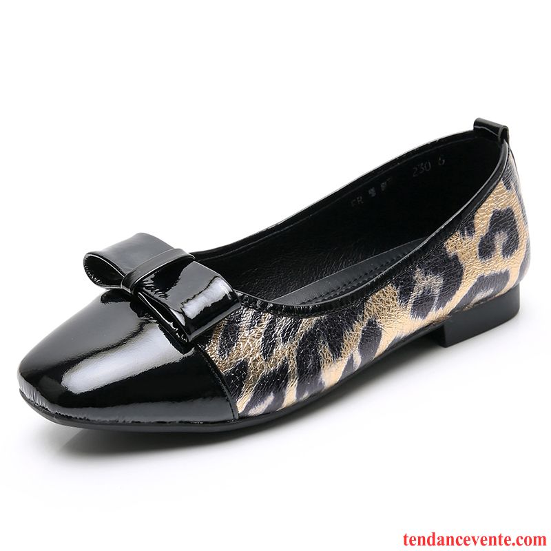 Mocassins Femme Slip-on Semelle Doux Derbies Tête Carrée Cuir Verni Taillissime Noir