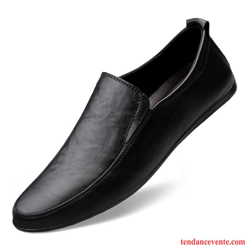 Mocassins Homme Chaussures De Conduite Cuir Véritable Semelle Doux Respirant En Cuir Angleterre Noir