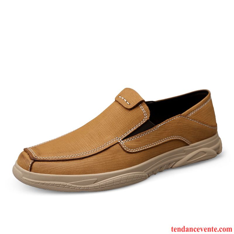 Mocassins Homme Chaussures En Tissu L'automne Semelle Doux Paresseux Derbies Slip-on Jaune Or