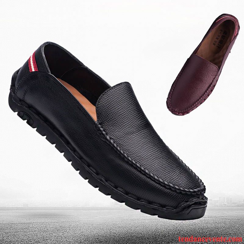 Mocassins Homme Cuir Véritable Décontractée Tendance L'automne Jeunesse Personnalité Bordeaux