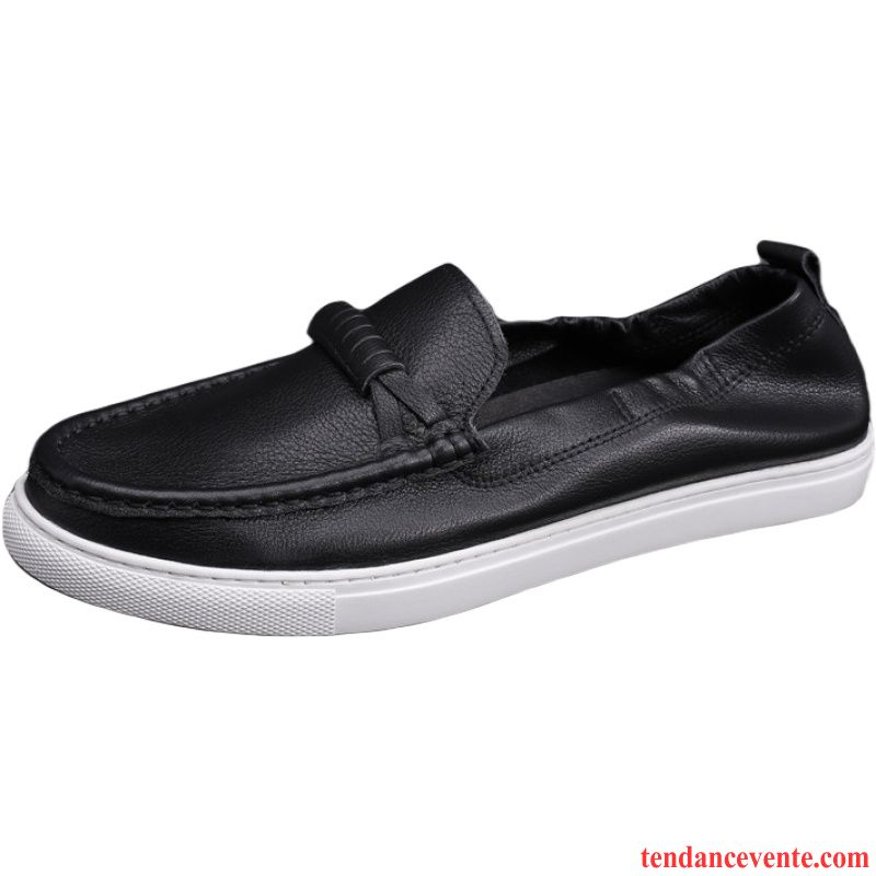 Mocassins Homme Cuir Véritable Slip-on Décontractée Derbies Paresseux Noir