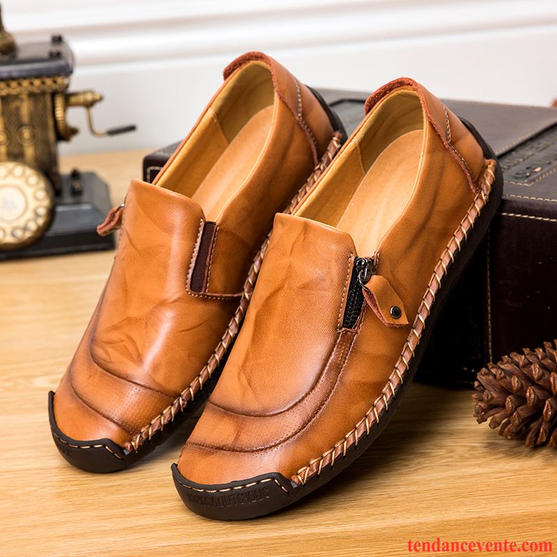 Mocassins Homme Derbies Jeunesse Hiver L'automne Slip-on Décontractée Marron