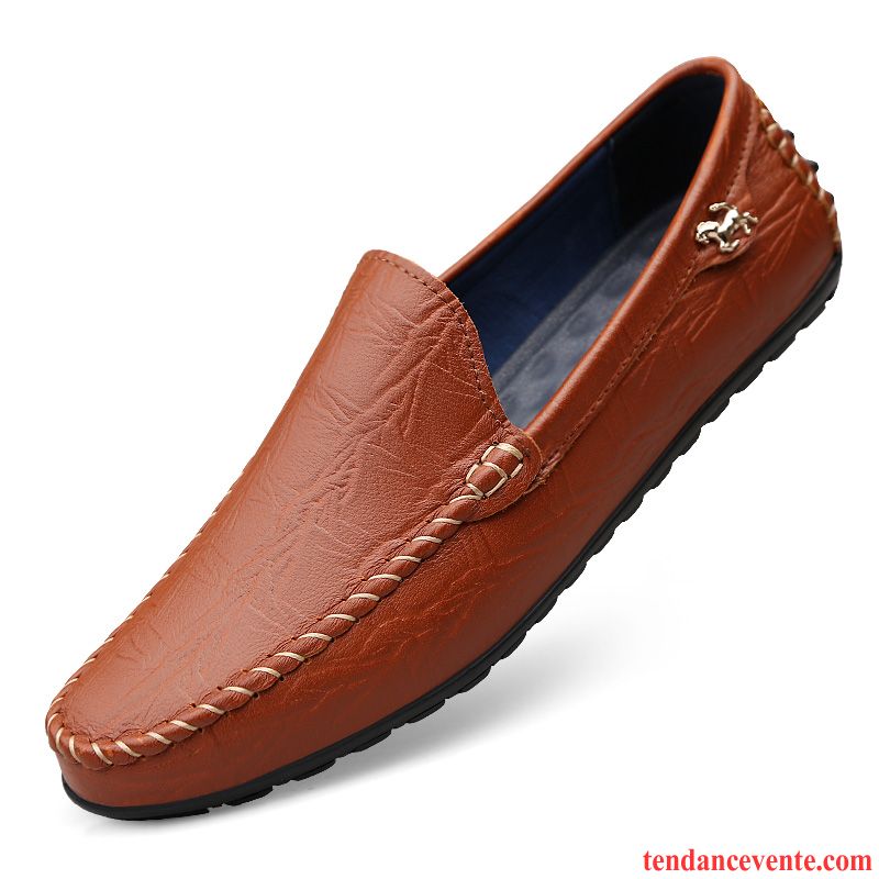 Mocassins Homme Derbies Semelle Doux Fleur Paresseux Décontractée Chaussures De Conduite Marron