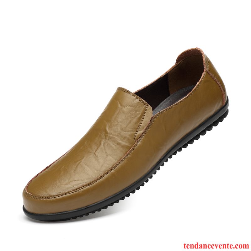 Mocassins Homme En Cuir Creux Guipure Sandales Respirant Cuir Véritable Derbies Brun