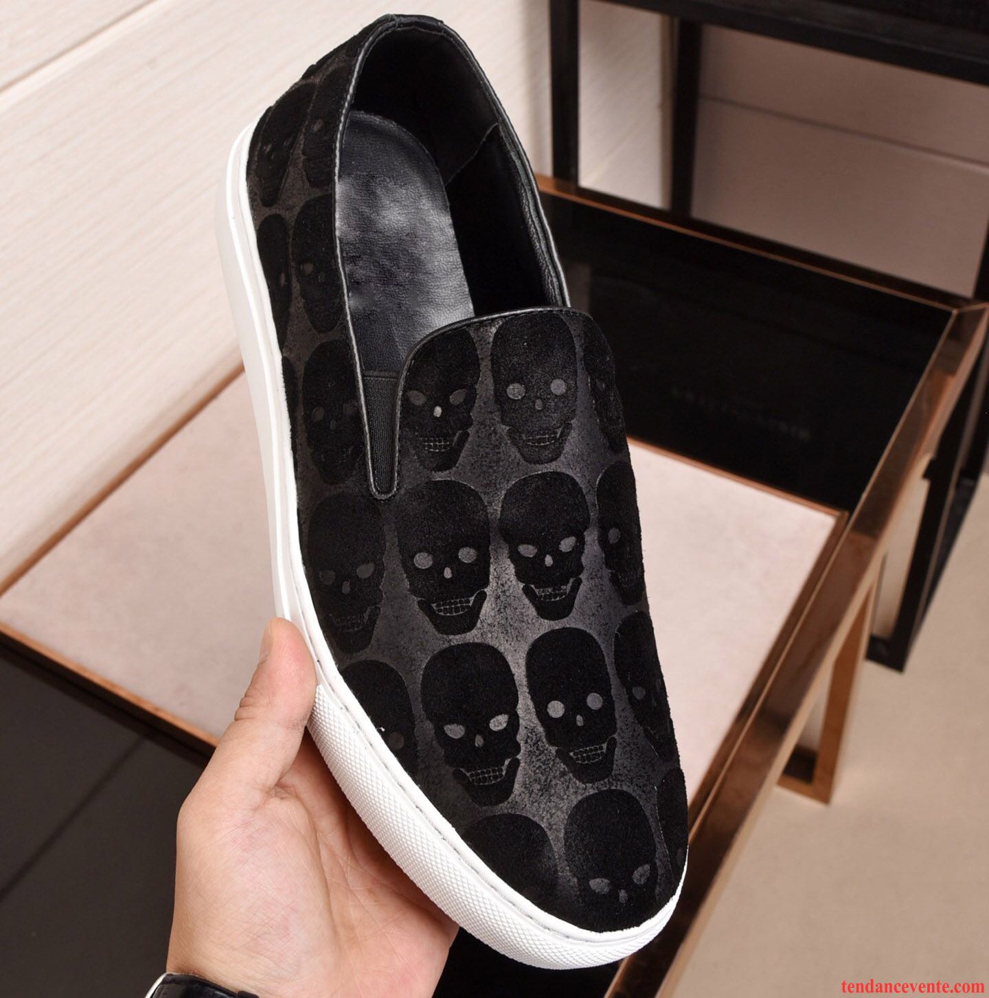 Mocassins Homme Jeunesse Slip-on Tous Les Assortis Cuir Véritable Europe Décontractée Noir