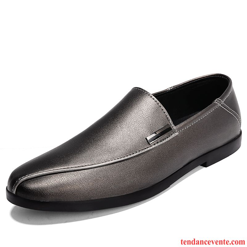 Mocassins Homme Jeunesse Tous Les Assortis Cuir Véritable Décontractée Angleterre Tendance Brun