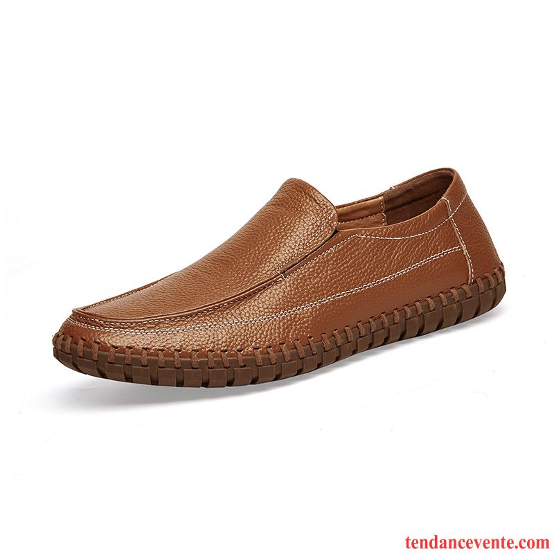 Mocassins Homme L'automne Paresseux Chaussures En Tissu Slip-on Brun