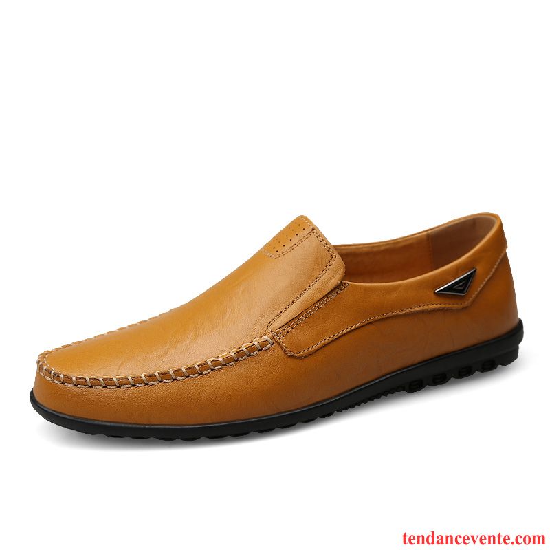 Mocassins Homme Paresseux Printemps Cuir Véritable Derbies Décontractée Marron