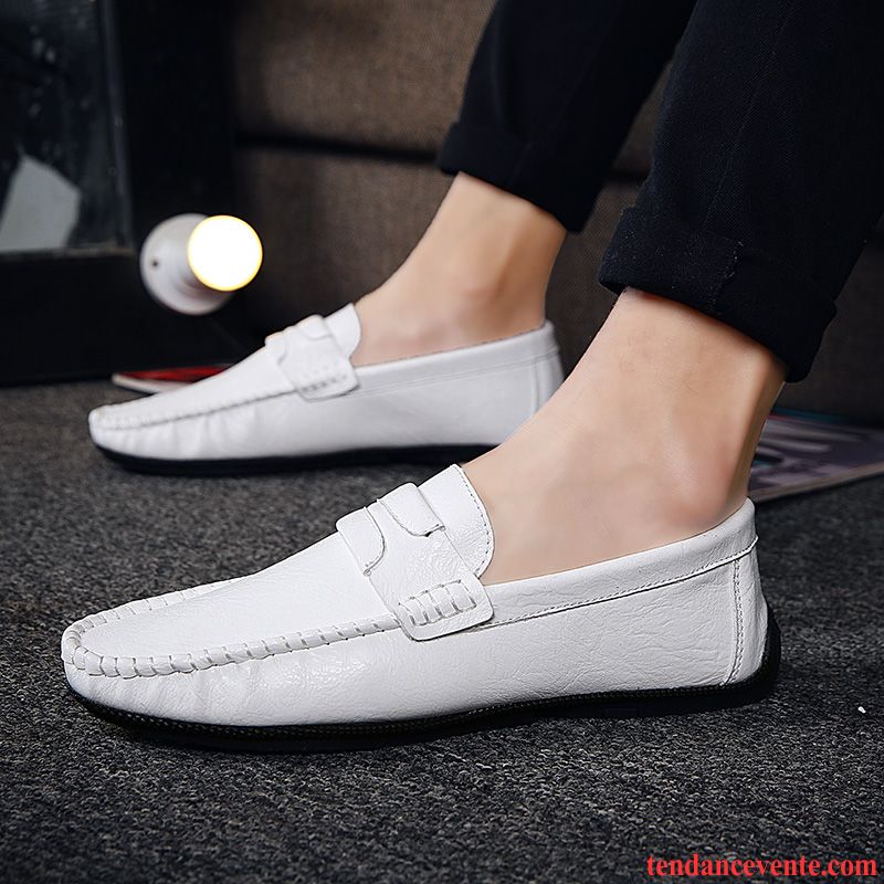 Mocassins Homme Paresseux Printemps Été Tendance Slip-on Derbies Blanc