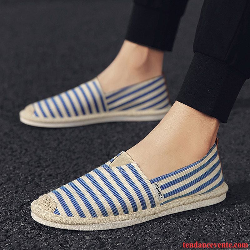 Mocassins Homme Paresseux Tous Les Assortis Été Chaussures En Tissu Respirant Printemps Bleu