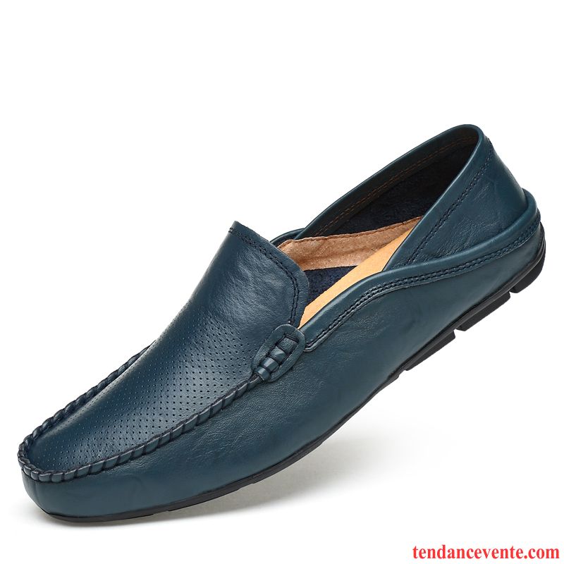 Mocassins Homme Respirant Décontractée Semelle Doux Slip-on Derbies Été Bleu