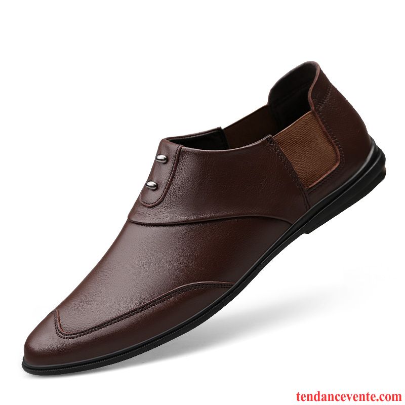 Mocassins Homme Respirant En Cuir Cuir Véritable Chaussures De Conduite Printemps Slip-on Marron Brun