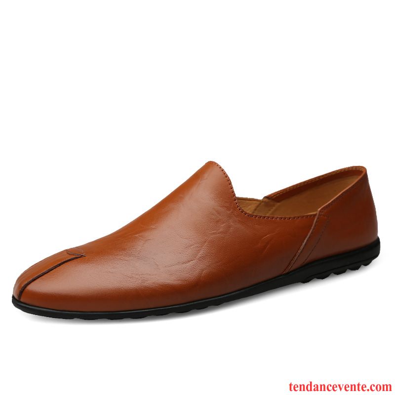 Mocassins Homme Semelle Doux Derbies Chaussures De Conduite Tendance Décontractée Rouge Marron