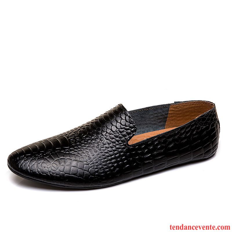 Mocassins Homme Semelle Doux Derbies Cuir Véritable Pur Tendance Printemps Noir