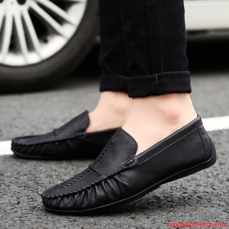 Mocassins Homme Tendance Paresseux Tous Les Assortis Slip-on Été Respirant Noir