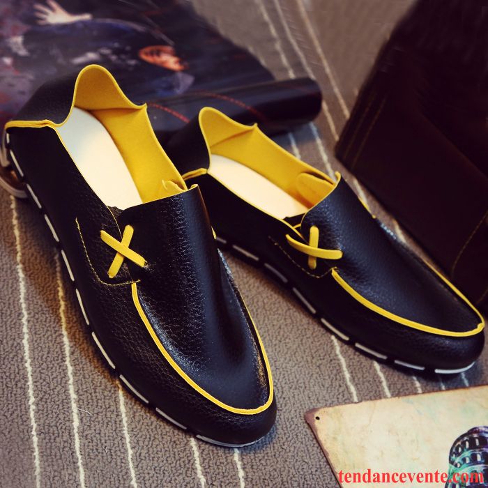 Mocassins Homme Tendance Slip-on Été Personnalité Chaussons Paresseux Noir