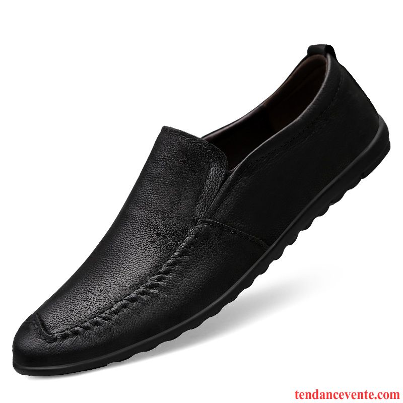 Mocassins Homme Tendance Tous Les Assortis Chaussures De Conduite Angleterre Travailler Printemps Noir