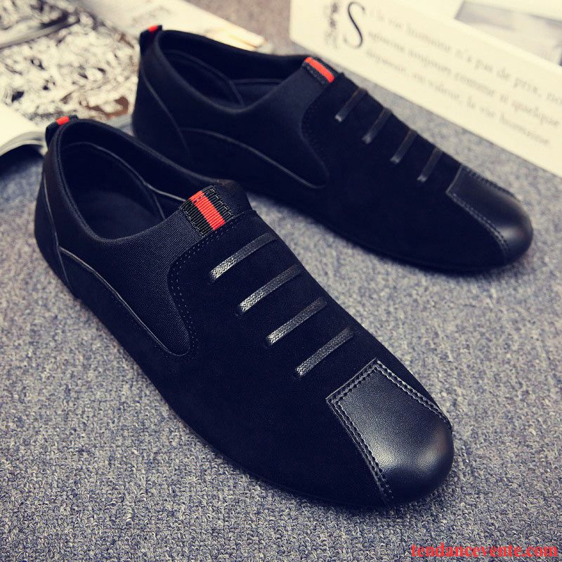 Mocassins Homme Tous Les Assortis Derbies Tendance Décontractée Personnalité Paresseux Noir Rouge