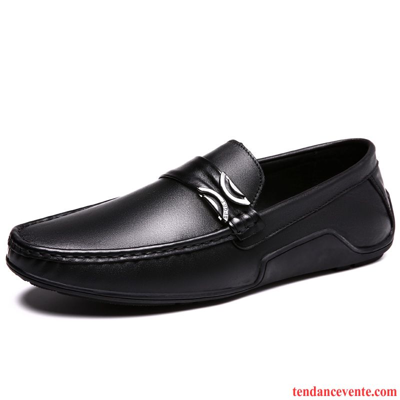 Mocassins Homme Été L'automne Semelle Doux Slip-on Derbies Tendance Noir