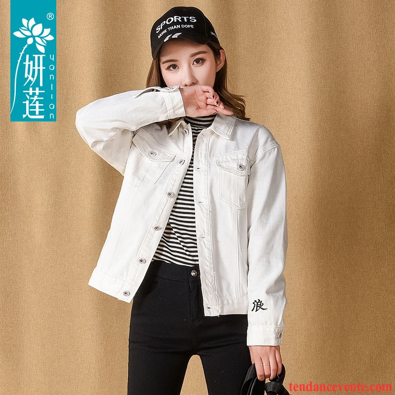 Model Veste Femme Broderie Veste Lettre Pardessus Mode Blanc Décontractée Femme Impression Tendance Pas Cher