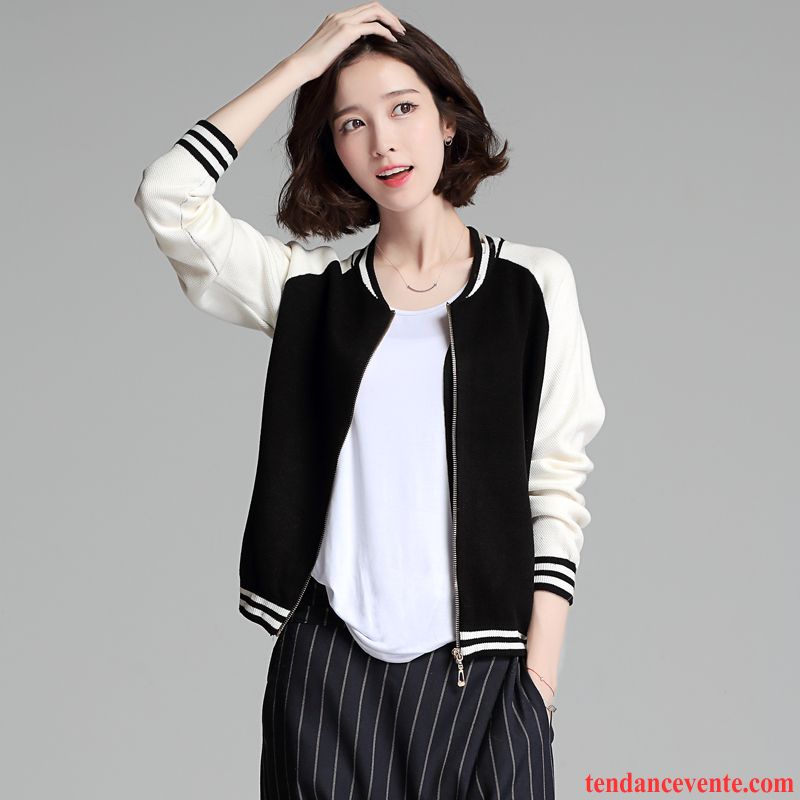 Modele De Veste Femme Longues L'automne Court Printemps Cardigan En Maille Pull Vêtements De Baseball Femme Pardessus Veste Azur