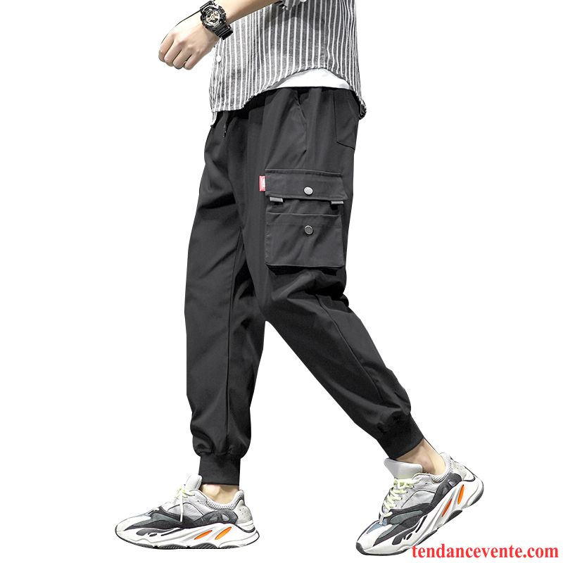 Pantalon Cargo Homme Baggy Printemps Sport Pantalons Tendance Bureau Noir