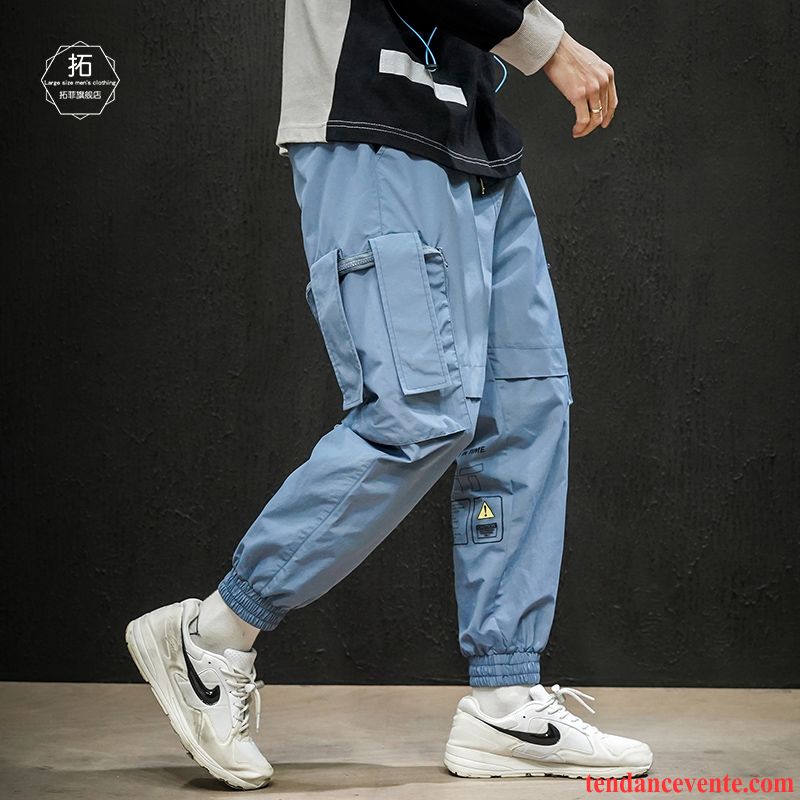 Pantalon Cargo Homme Baggy Tendance Décontractée Graisse Taillissime L'automne Bleu