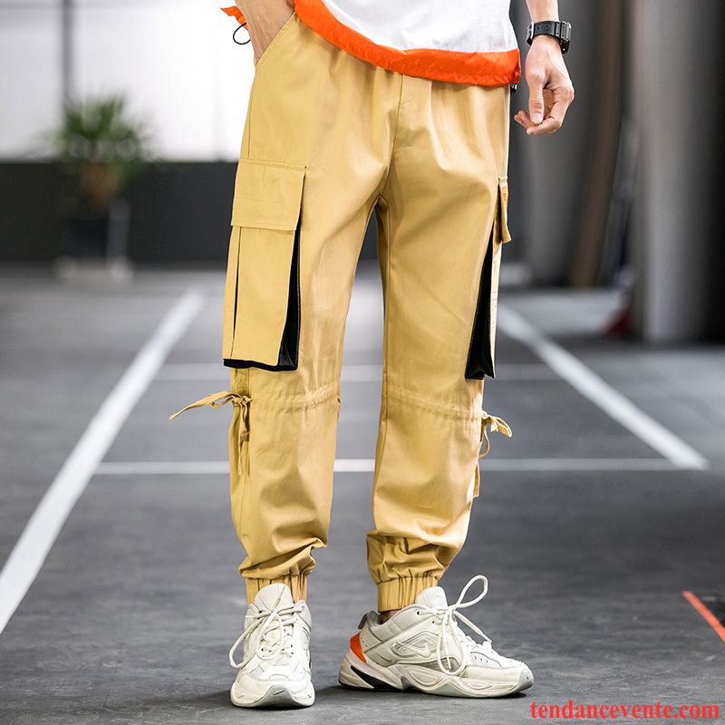 Pantalon Cargo Homme Jambe Droite Décontractée Tendance Printemps Bureau Beau Jaune