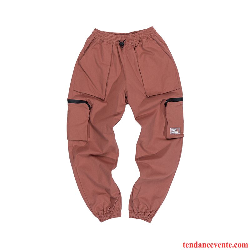 Pantalon Cargo Homme Matelassé Respirant Baggy Bureau Tendance Sport Rouge