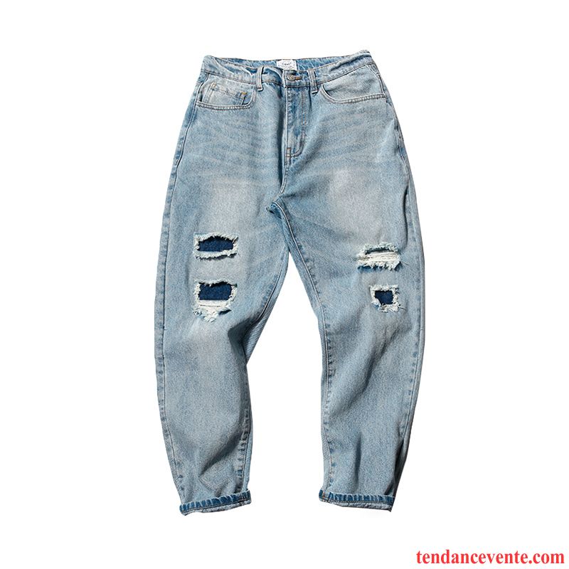 Pantalon Homme Solde Tendance Pantalon Bleu Clair Homme Delavé L'automne Baggy