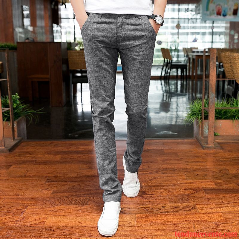 Pantalon Léger Homme Tendance Slim Hiver L'automne Britanique Pantalon Homme Maigre Bleu Marine