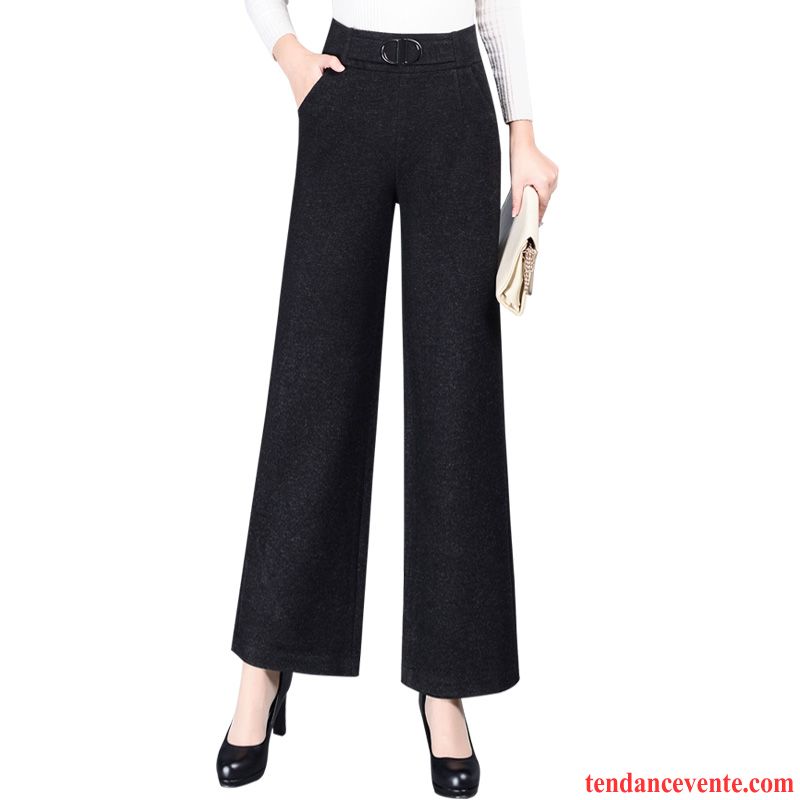 Pantalon Noir Satiné Femme Tous Les Assortis Taillissime Forme Haute Cintrée Pantalon Jambe Droite Renforcé Hiver L'automne Femme De Laine Mince Décontractée