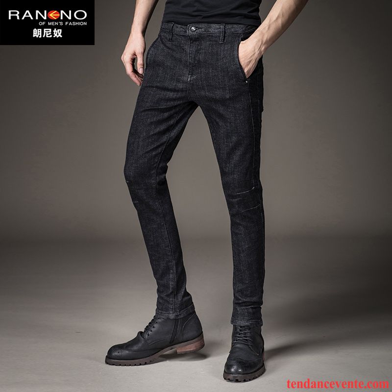 Pantalon Slim Homme Pas Cher L'automne Maigre Homme Slim Tendance Extensible Hiver Pantalon Décontractée Noir Jeunesse