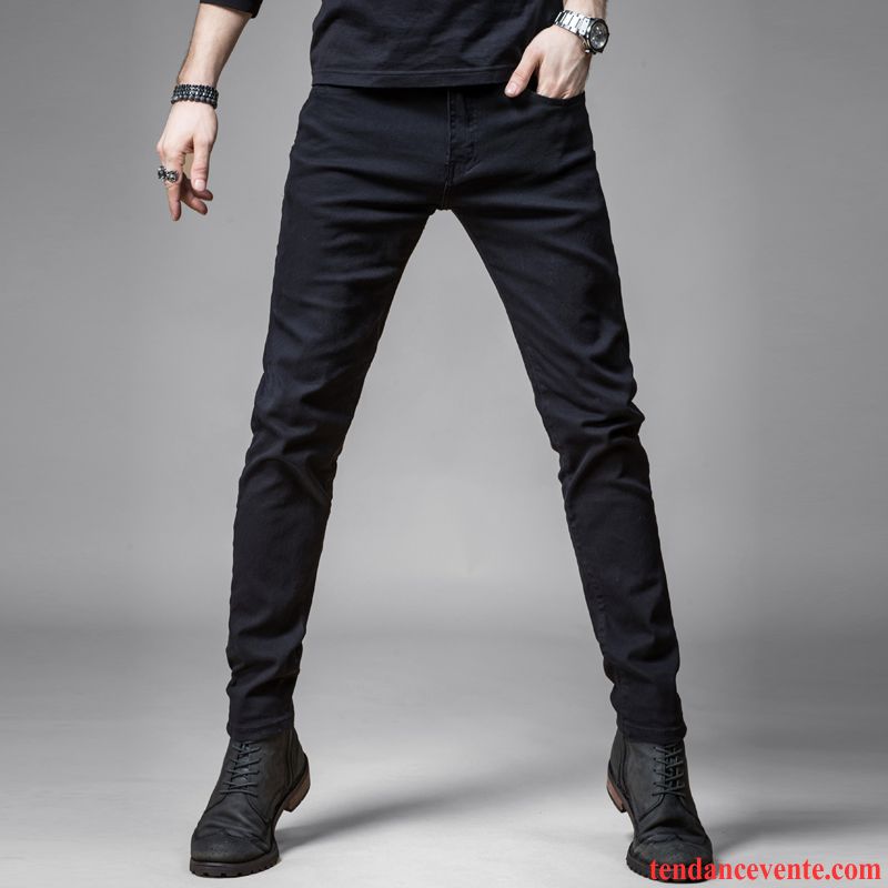 Pantalon Slim Rouge Homme Maigre Pantalon Hiver L'automne Homme Renforcé Pur Plus De Velours Noir Tendance Slim Ambre