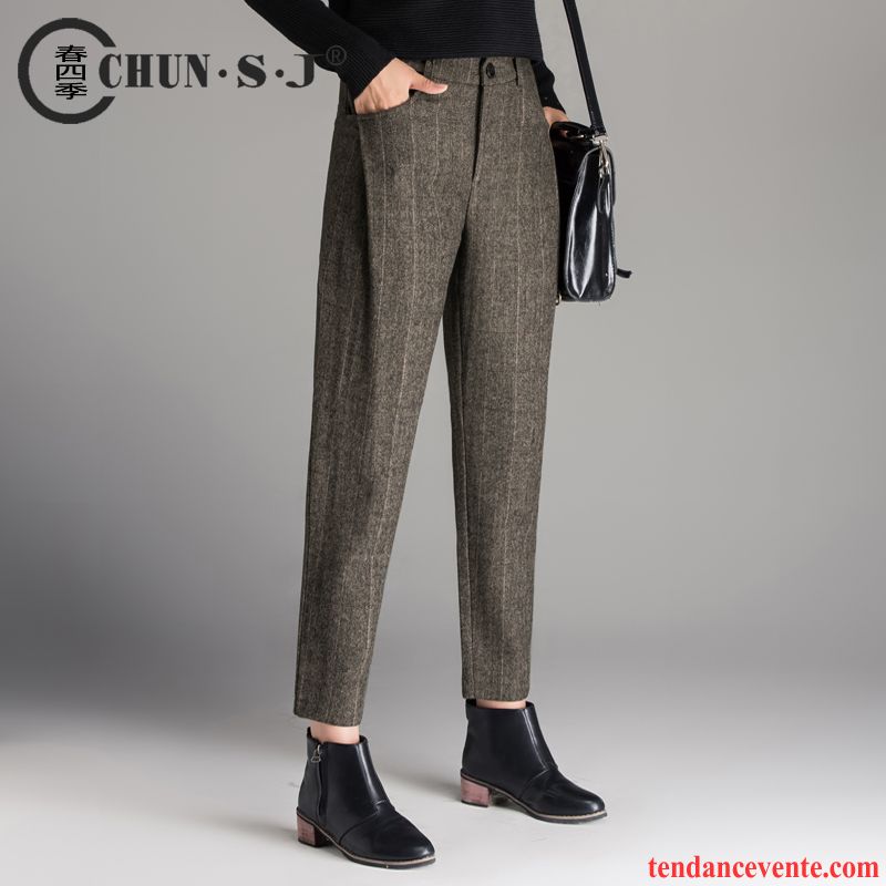 Pantalon À Carreaux Femme Pantalon Carreaux Femme De Laine Rayé Hiver Baggy Renforcé Neuvième Pantalon Décontractée L'automne Harlan Vente