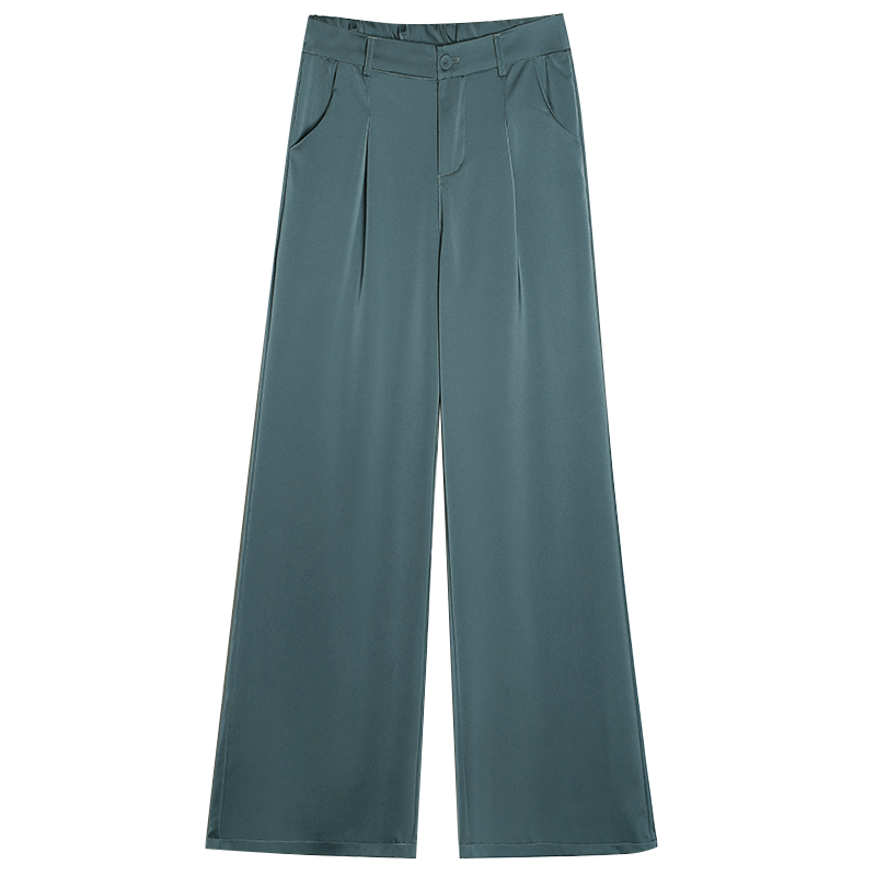 Pantalons Femme Décontractée Jambe Droite Forme Haute Cintrée Printemps Baggy L'automne Bleu