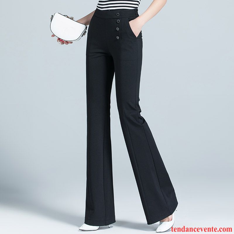 Pantalons Femme Extensible Taillissime Jean Évasé Forme Haute Cintrée Mince Printemps Noir