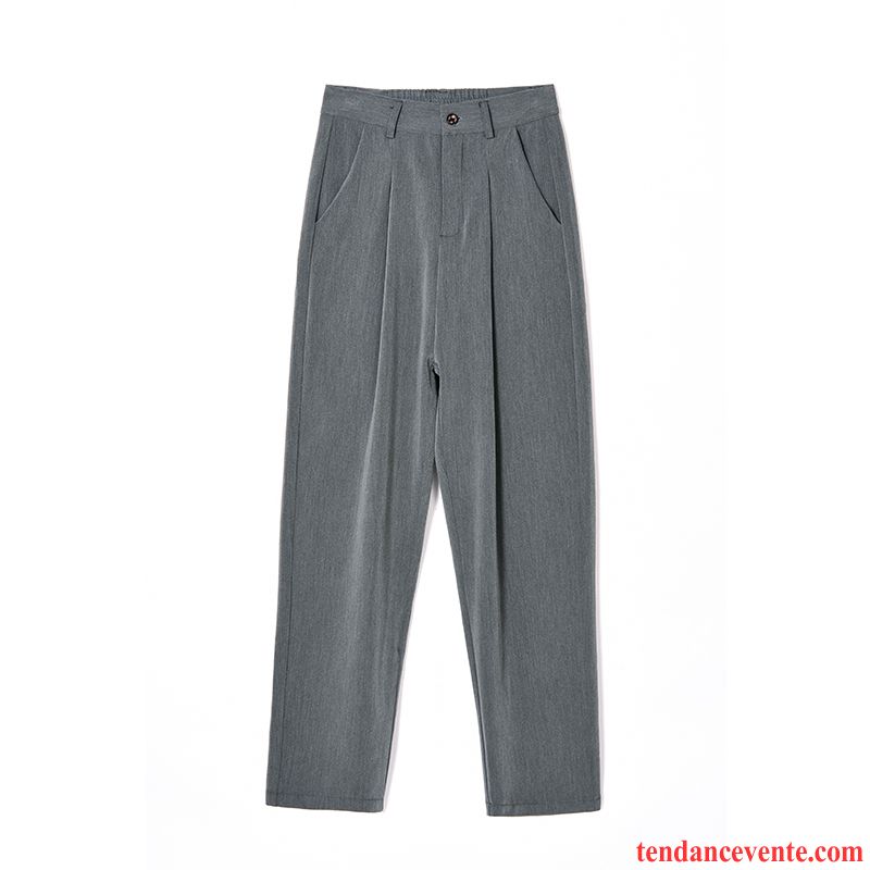 Pantalons Femme Jambe Droite Printemps L'automne Décontractée Baggy Longue Gris