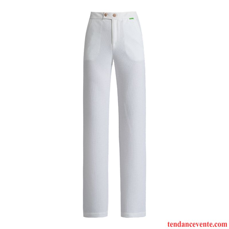 Pantalons Femme Mince Forme Haute Cintrée Décontractée Baggy Jambe Droite Légère Blanc