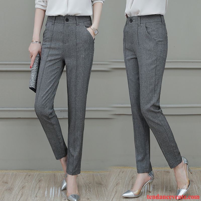 Pantalons Femme Neuvième Pantalon Matelassé Décontractée Tous Les Assortis Mince Harlan Gris