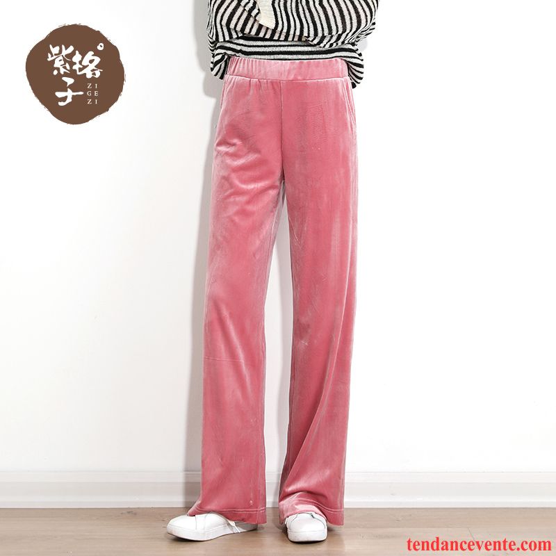 Pantalons Femme Printemps Taillissime Jambe Droite Baggy Mince Rose Or