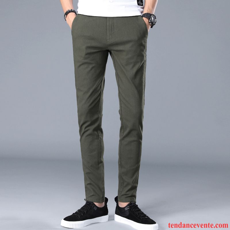 Pantalons Homme Baggy Slim Tendance Tous Les Assortis Jambe Droite Légère Vert