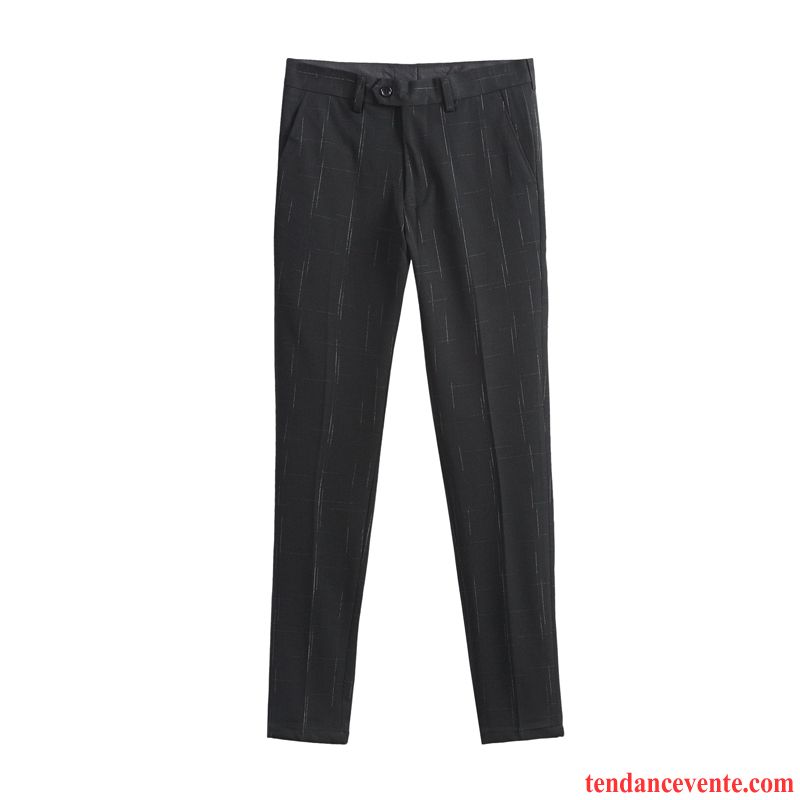 Pantalons Homme Costume De Travail Neuvième Pantalon Rayé Slim Noir