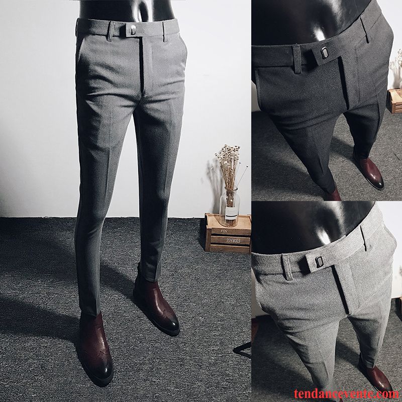 Pantalons Homme Costume Slim Tendance Tous Les Assortis Décontractée De Travail Gris