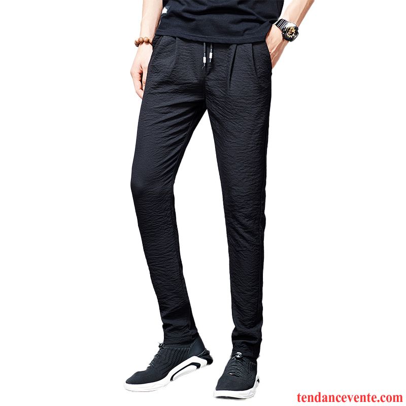 Pantalons Homme Légère Respirant Décontractée Slim Tendance Sport Noir