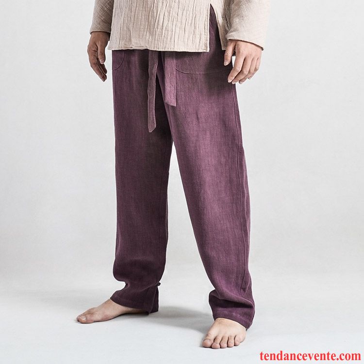 Pantalons Homme Matelassé Style Chinois Sport Baggy Taillissime Décontractée Violet