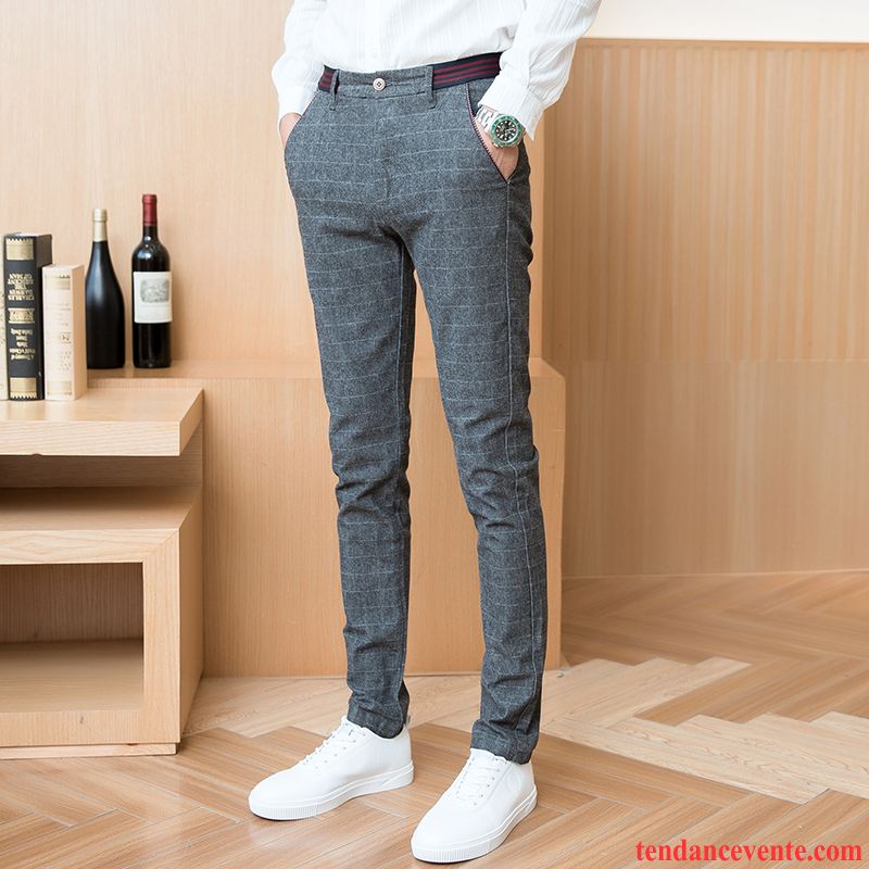 Pantalons Homme Plus De Velours Carreaux Tous Les Assortis Tendance Hiver L'automne Gris