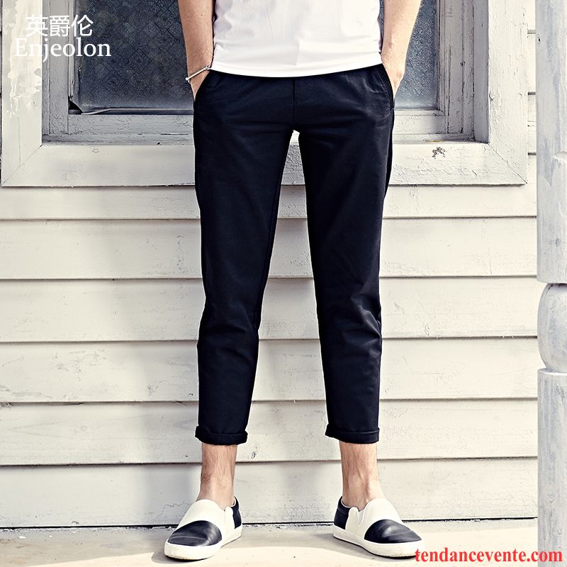 Pantalons Homme Slim Légère Maigre Été Tendance Noir