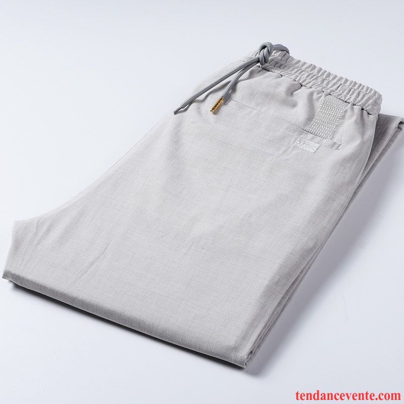 Pantalons Homme Slim Légère Été Jambe Droite Élastique Légèrement Blanc