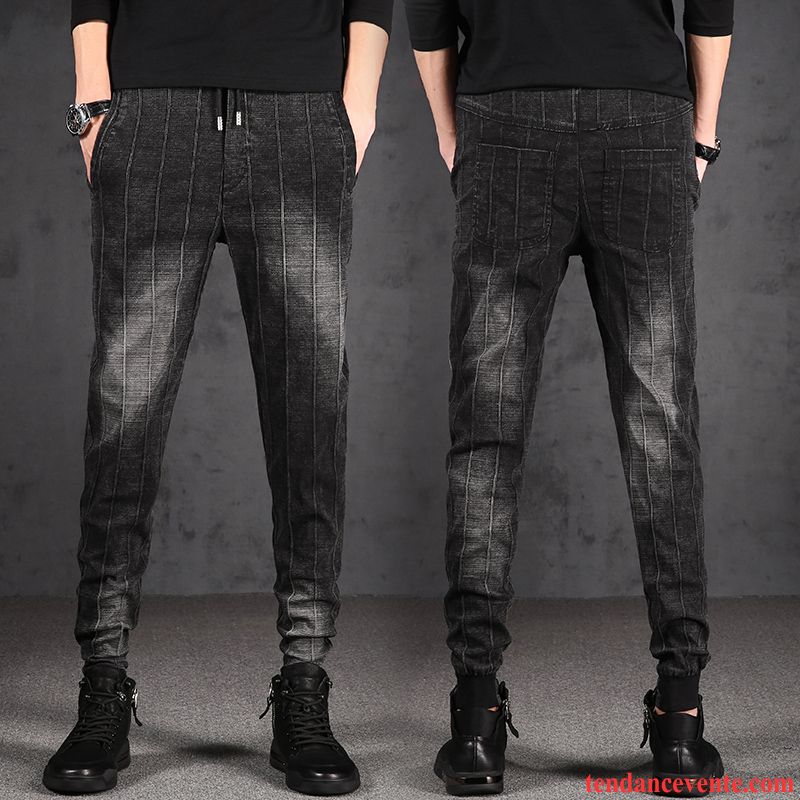 Pantalons Homme Slim Maigre Décontractée Printemps Tendance Été Noir Gris